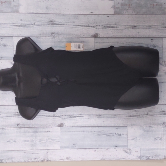 Kona Sol Ribbed Lace Up One Piece Swimsuit in Black - Picture 4 of 8